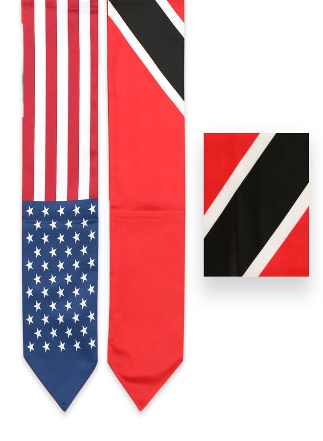 LLBFHH USA And Trinidad Flag Graduation Stole, Satin Embroidery Graduation Sash for International Students, 72 Inch Length. - Image 3
